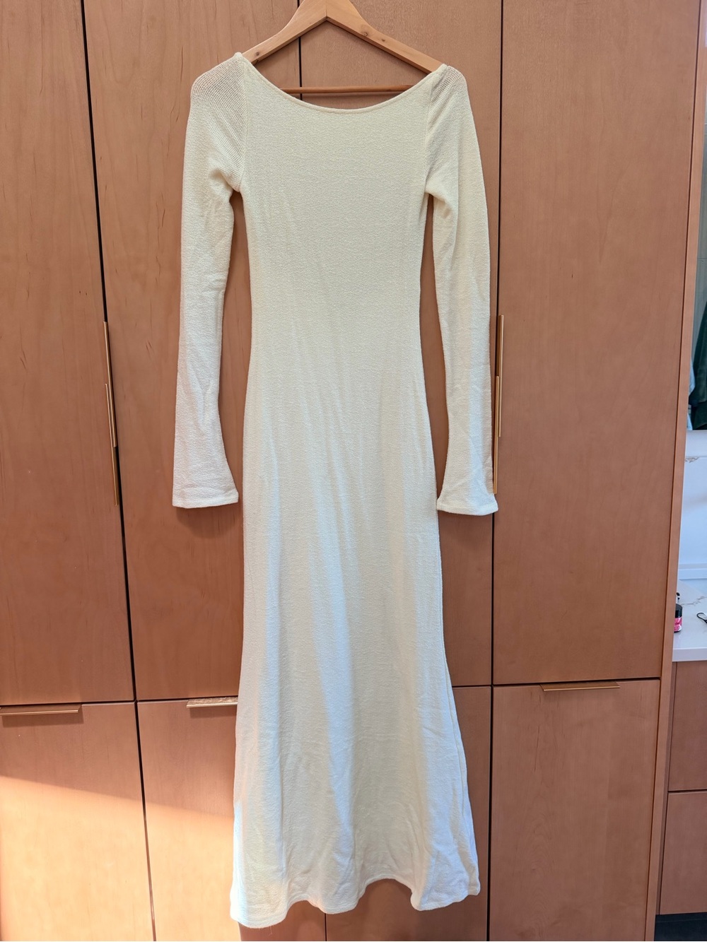 Princess Polly Cream Long Sleeve Backless Maxi Dress